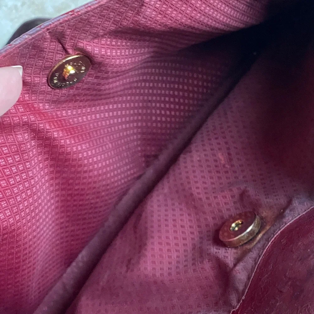 Eel skin 2 strap 4 compartment Red Leather Tote Bag